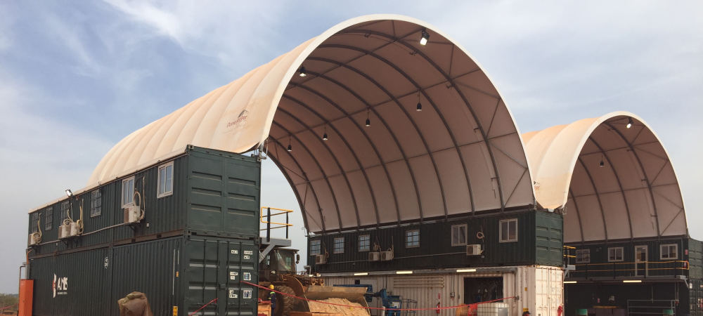 Container Mounted Fabric Structure