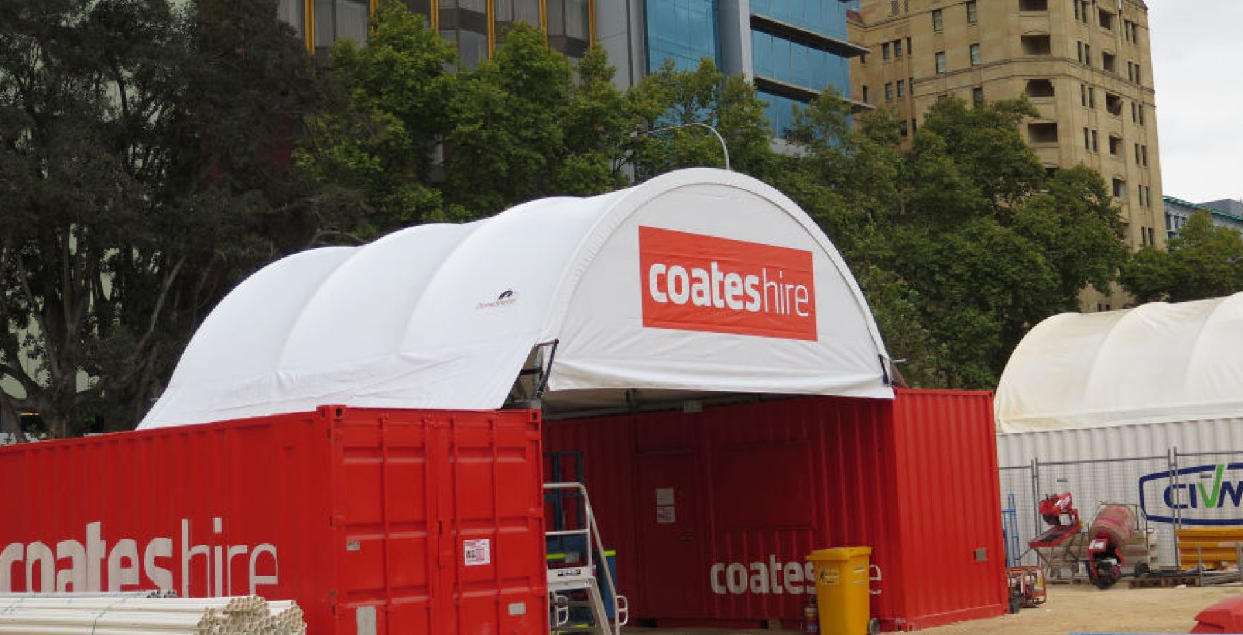 Mini DomeShelter™ Container model used as a Workshop by Coates Hire.