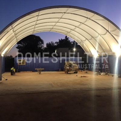 DomeShelter™ Container Mounted model in a Grounded Construction