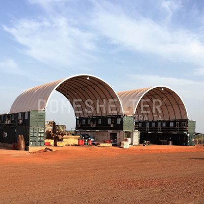 DomeShelter™ Container Mounted model used as Heavy Metal Equipment Workshop in Africa.
