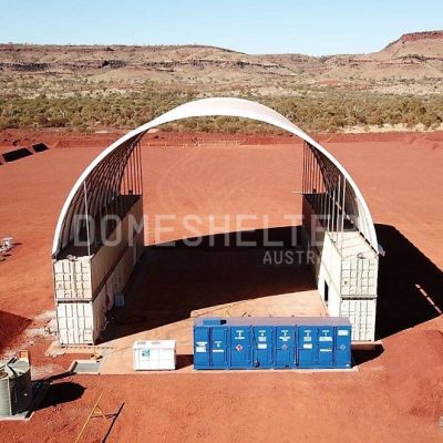 DomeShelter™ Container Mounted model as a Heavy Vihacle Workshop in Pilbara