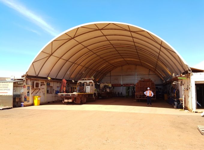 The size comparison of a typical DomeShelter in the outback.