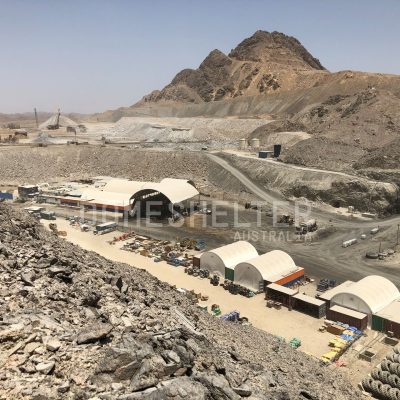 Various types of DomeShelter™ Fabric Shelters are used in a Mining Site in Egypt.