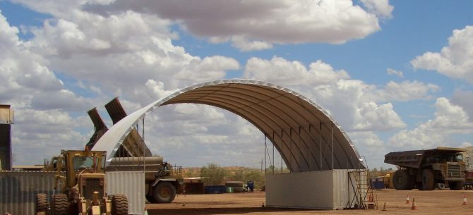 Example of DomeShelter™ Container model used as a Workshop in Nifty Mine in Pilbara.