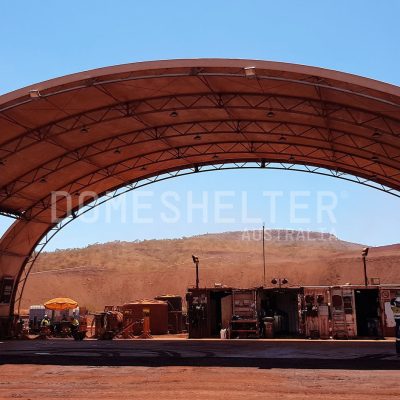 DomeShelter™ Container Mounted model on tyre change facility in Solomon