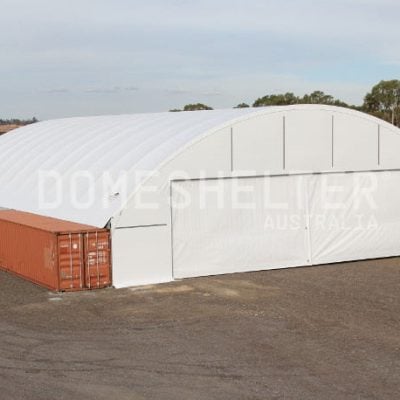 Example of the DomeShelter™ Container Mounted model used as a Workshop.