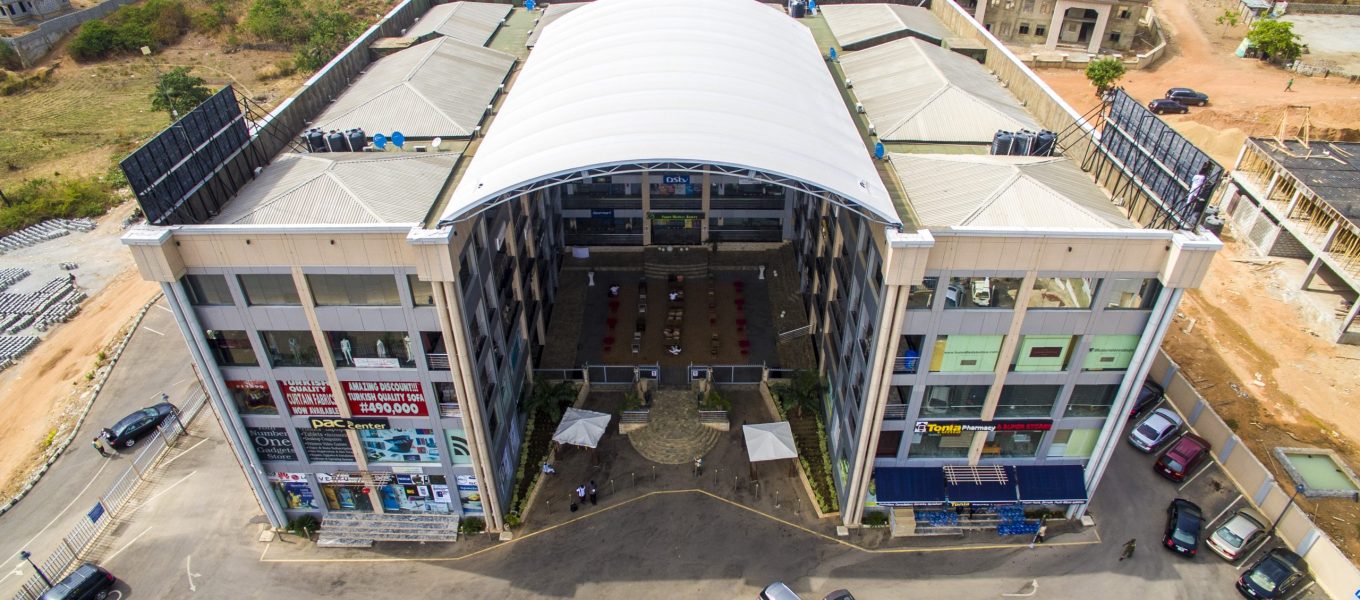 Dome Fabric Shelter roof on a multi-storey building in Africa