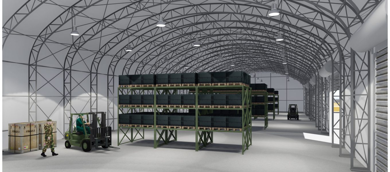 DomeShelter™ Container Mounted model interior as a Wirehouse in 3D model.