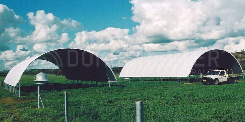 post mounted fabric farm structure