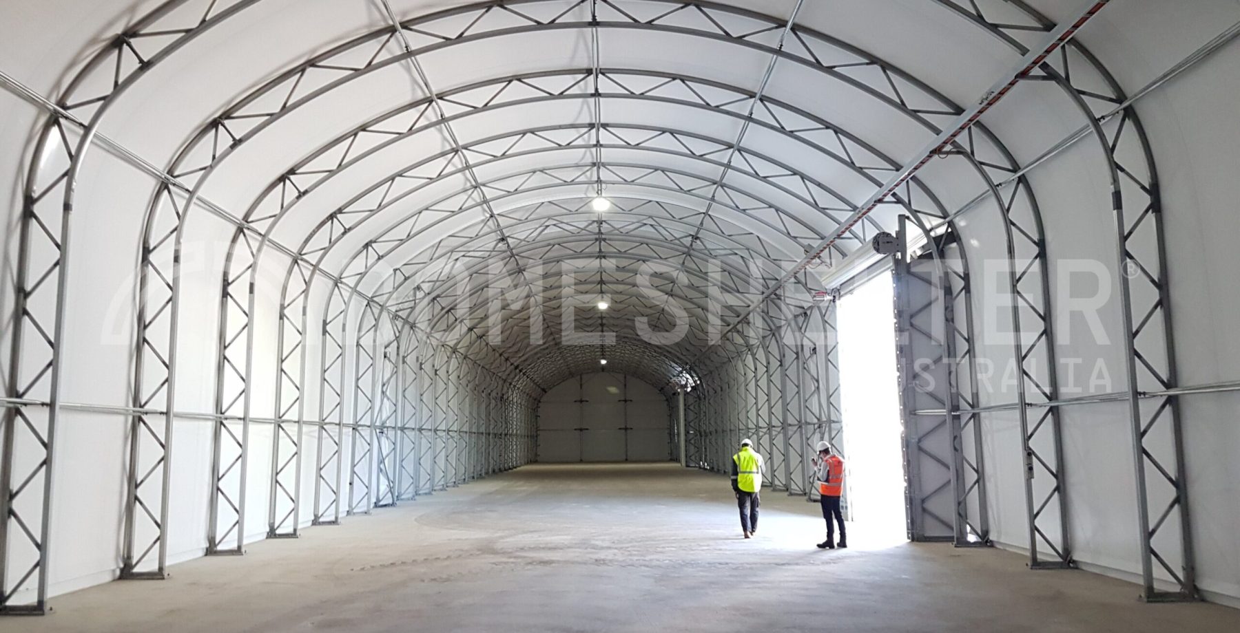 large truss fabric warehouse building