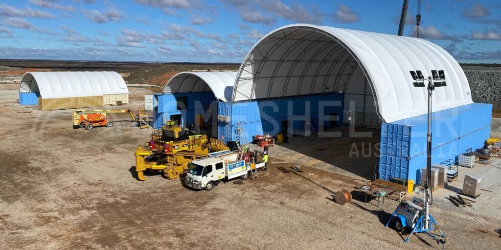 mine site container shelters heavy vehicle workshop