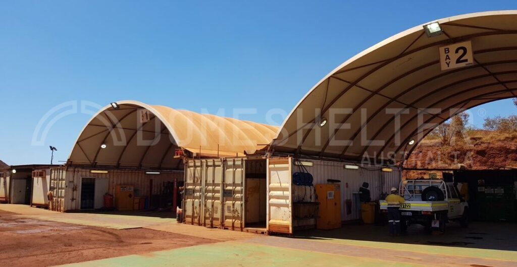 standard size shelters mining vehicle bays