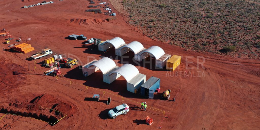 Mine site shipping container shelters