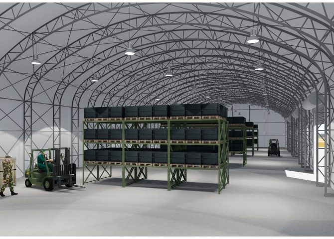 Military storage Post Mounted Dome Fabric Structure illustration