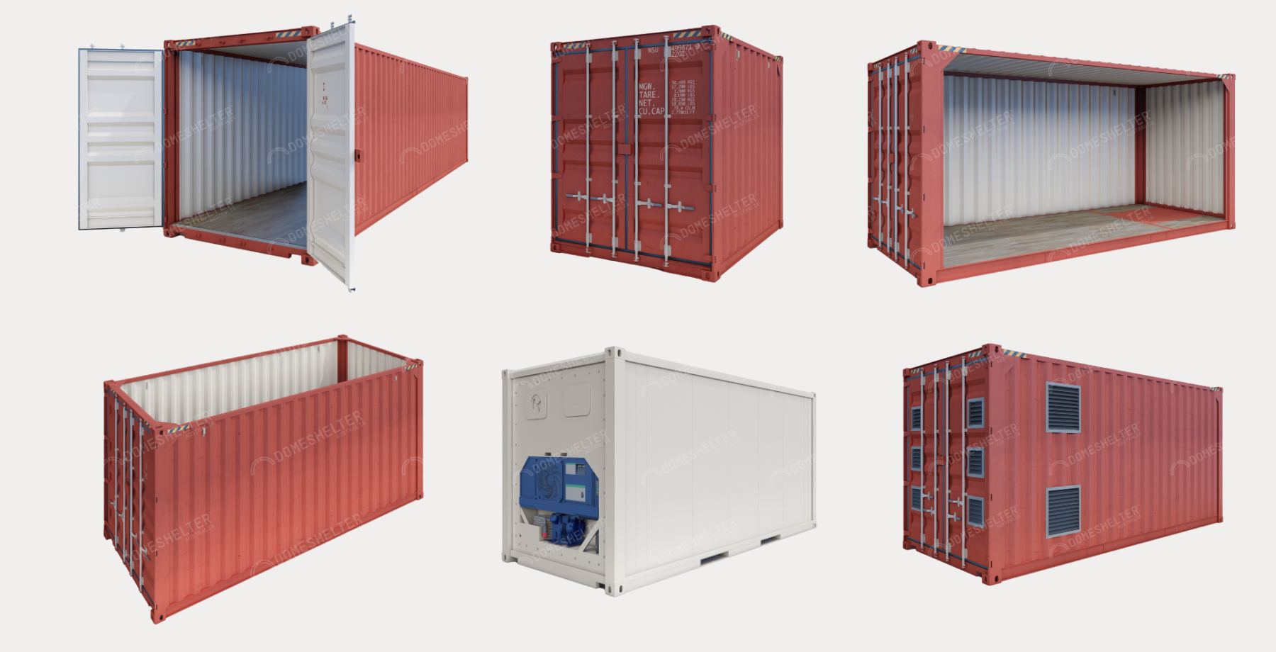6 types of the Shipping Container component of the Container Shelter